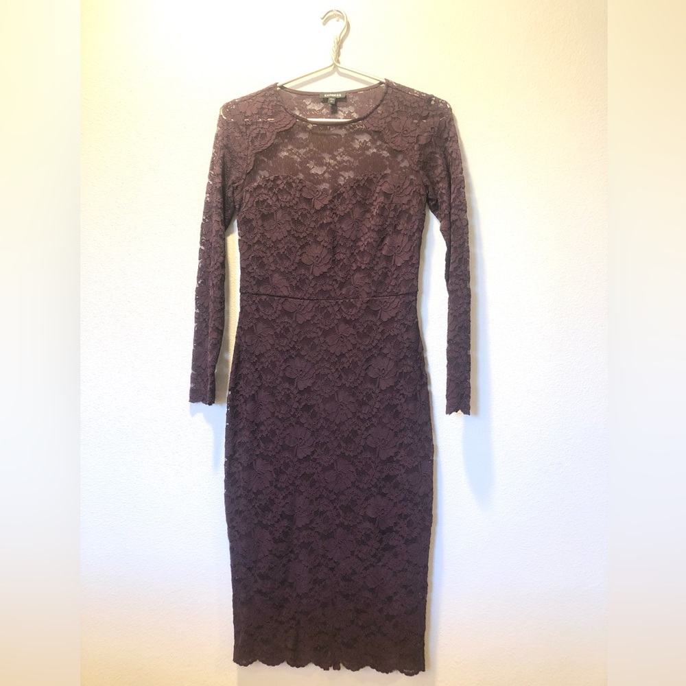 ‼️ SALE ‼️ Burgundy Express Long Sleeve Lace Dress